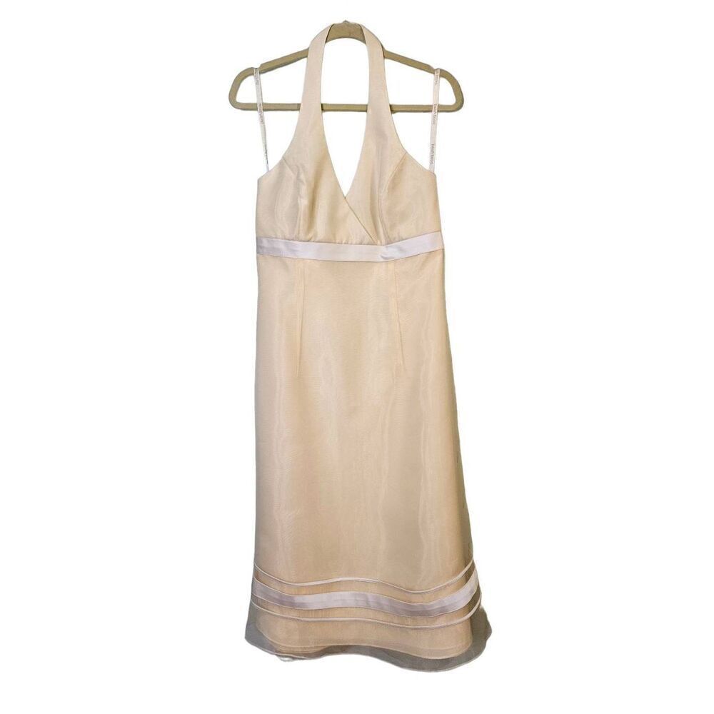 David's Bridal light yellow mid length dress. Style F11876, lot # 250 208. Size